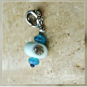 Shell beach glass charm